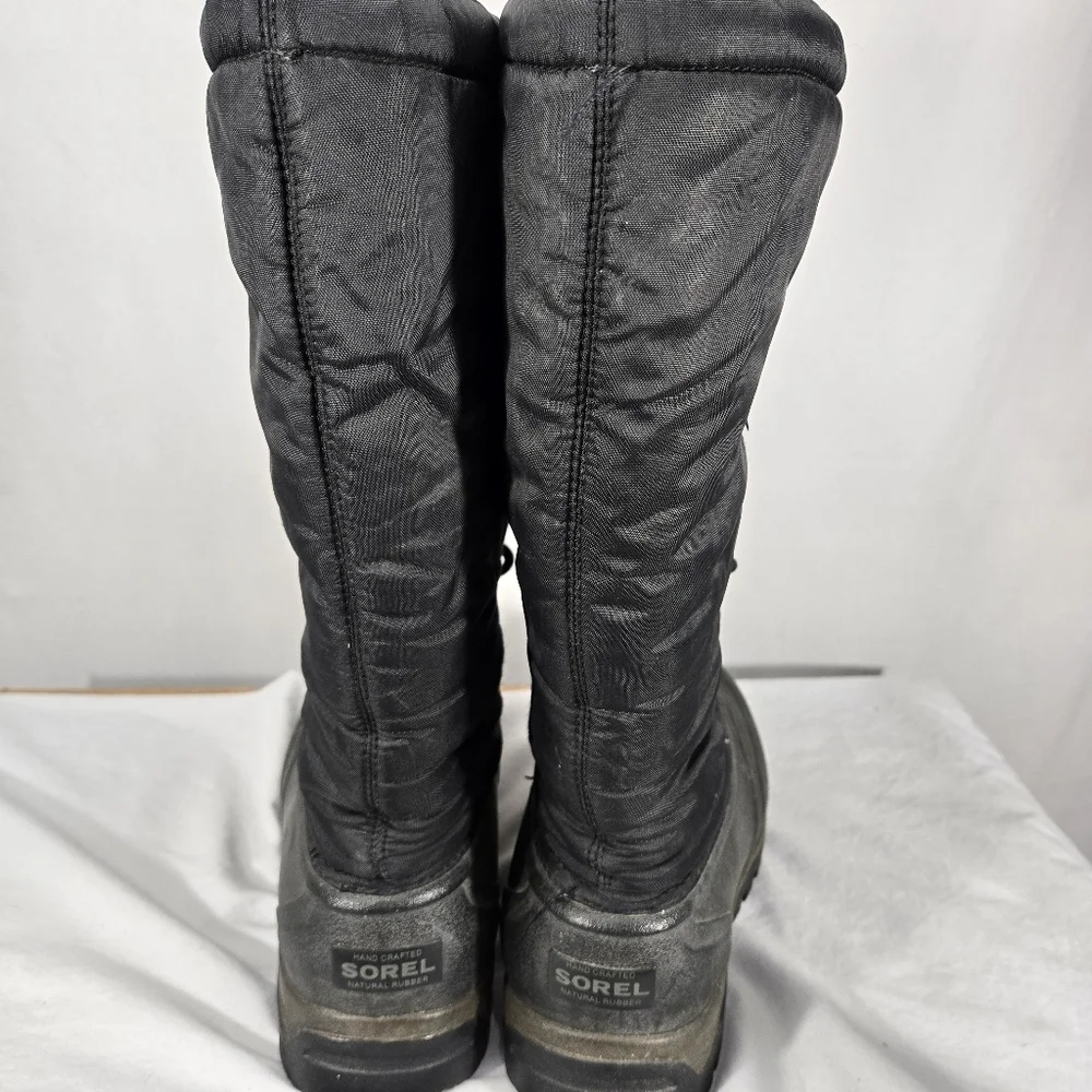 Sorel Boots Womens 8 Snowlion Waterproof Felt Lined Black Tall Snow Mid Calf